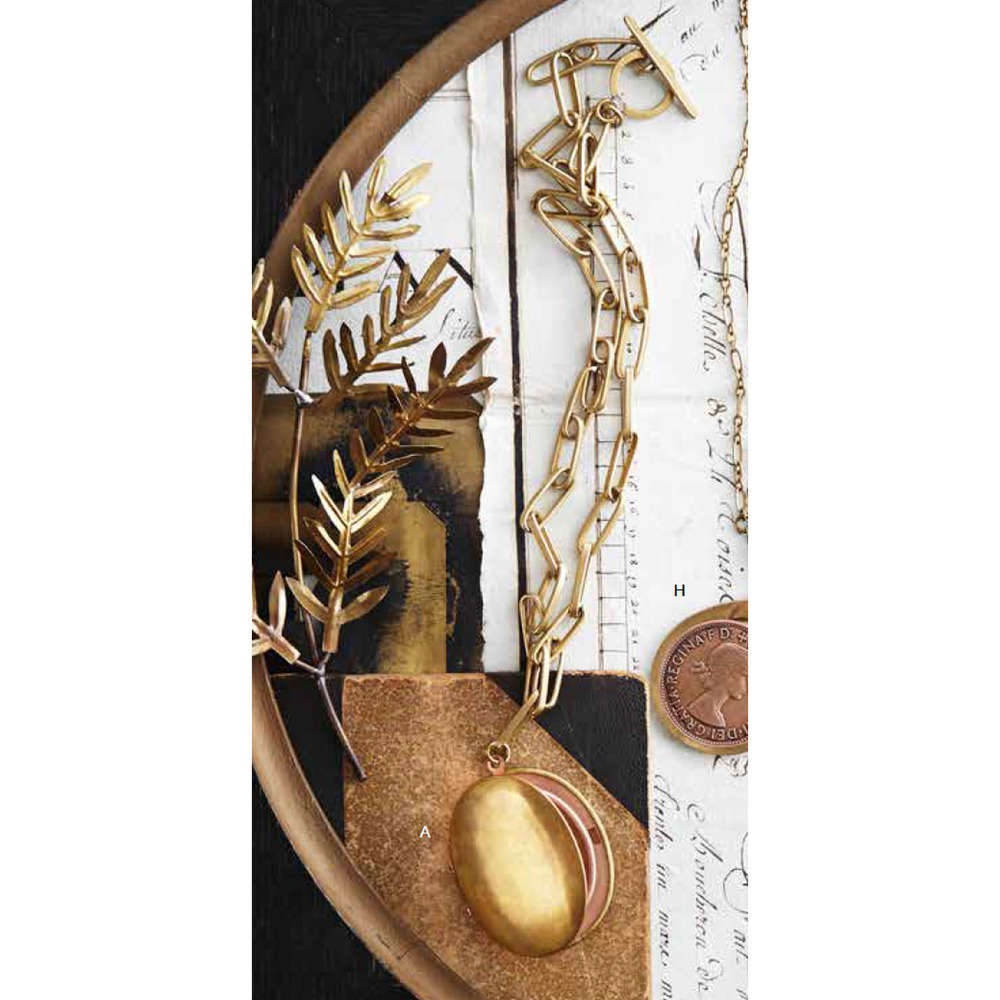 Vintage Style Gold Tone Brass Voyageur Locket Necklace 21"